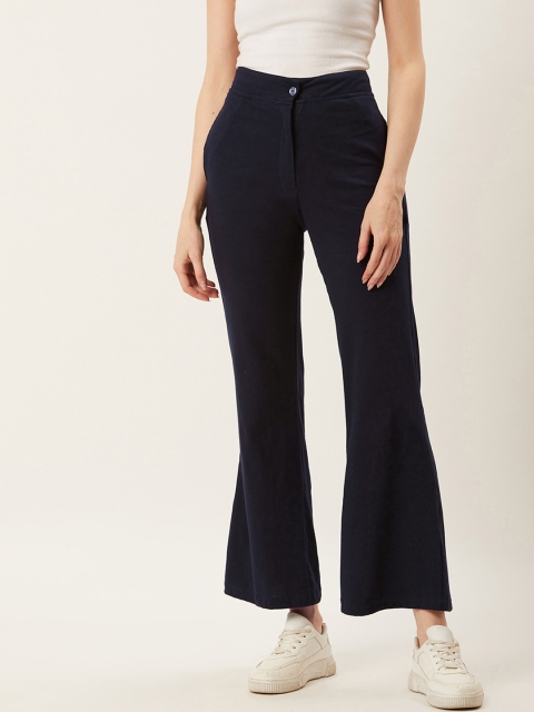 

Alsace Lorraine Paris Women Navy Blue Flared Solid Bootcut Trousers