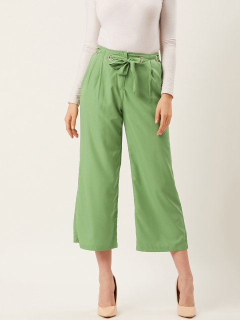 

Alsace Lorraine Paris Women Green Straight Fit Solid Cropped Parallel Trousers