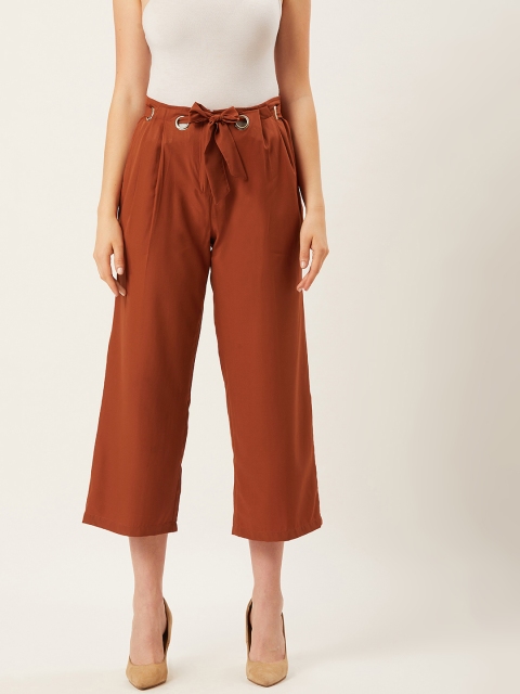 

Alsace Lorraine Paris Women Rust Brown Straight Fit Solid Cropped Parallel Trousers