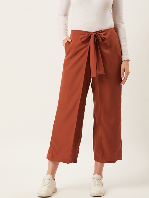 

Alsace Lorraine Paris Women Rust Brown Straight Fit Solid Cropped Parallel Trousers