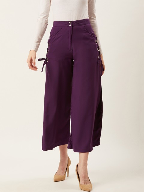 

Alsace Lorraine Paris Women Purple Flared Solid Parallel Trousers