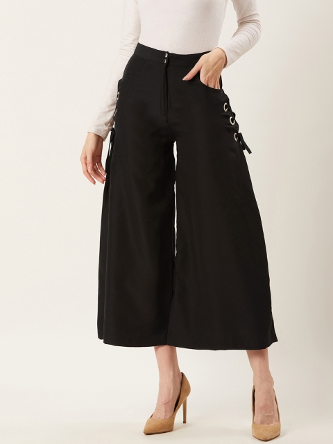 

Alsace Lorraine Paris Women Black Flared Solid Cropped Parallel Trousers