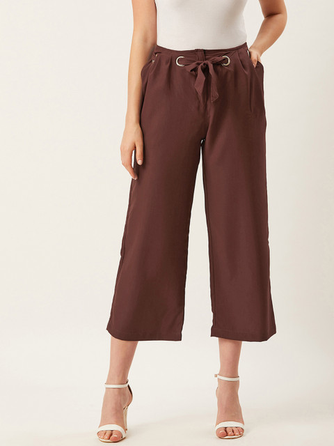 

Alsace Lorraine Paris Women Brown Straight Fit Solid Cropped Parallel Trousers