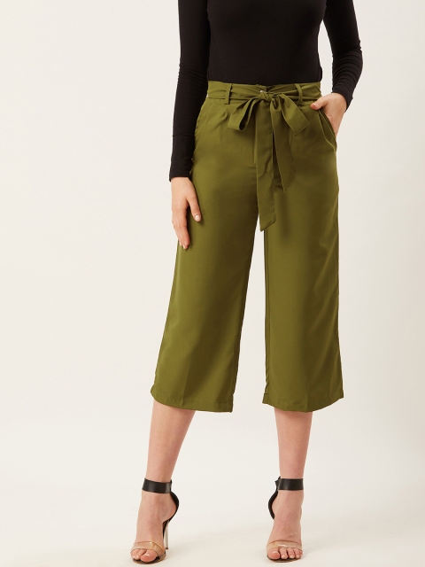 

Alsace Lorraine Paris Women Olive Green Straight Fit Solid Culottes