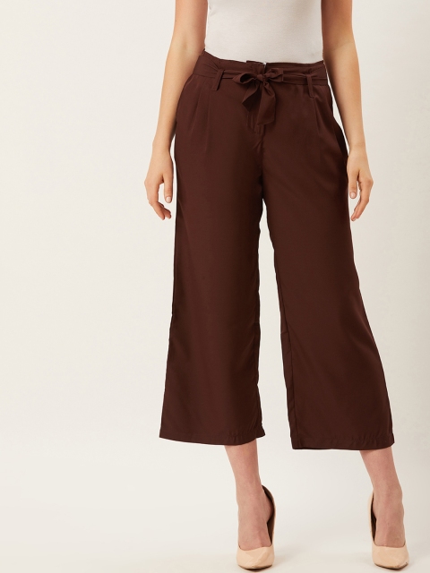 

Alsace Lorraine Paris Women Coffee Brown Straight Fit Solid Cropped Parallel Trousers