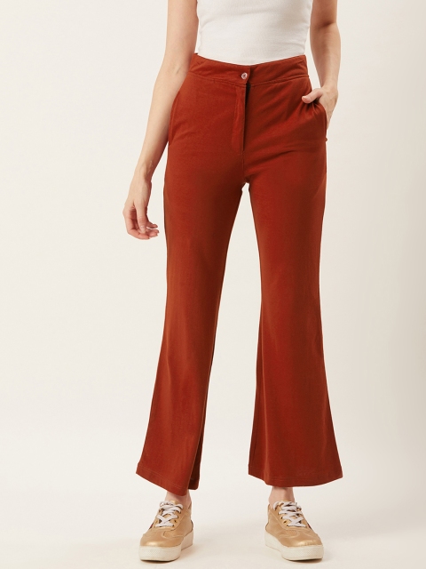 

Alsace Lorraine Paris Women Rust Orange Flared Solid Bootcut Trousers