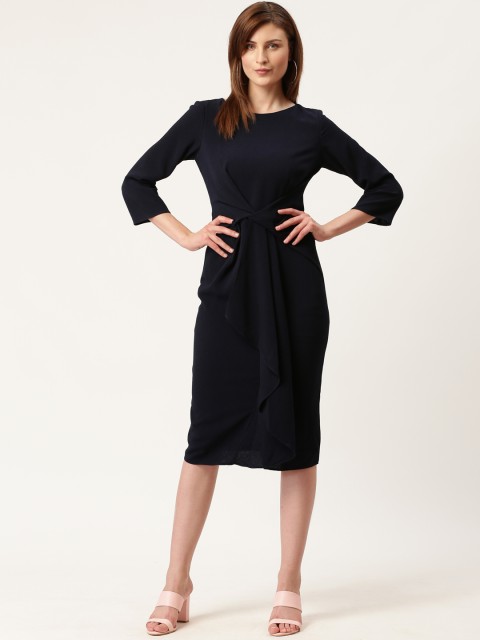 

DOROTHY PERKINS Women Navy Blue Solid Wrap Dress