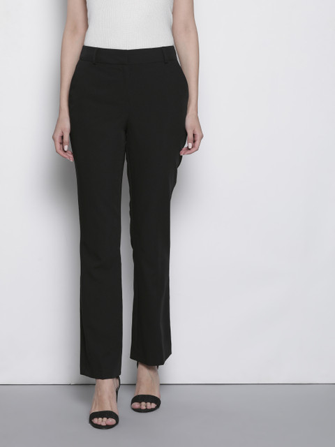 

DOROTHY PERKINS Women Black Boot Leg Solid Formal Trousers