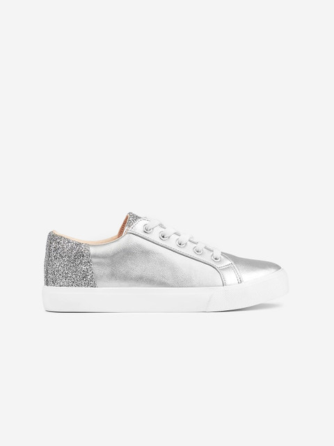 

DOROTHY PERKINS Women Silver-Toned Sneakers With Shimmer Detail