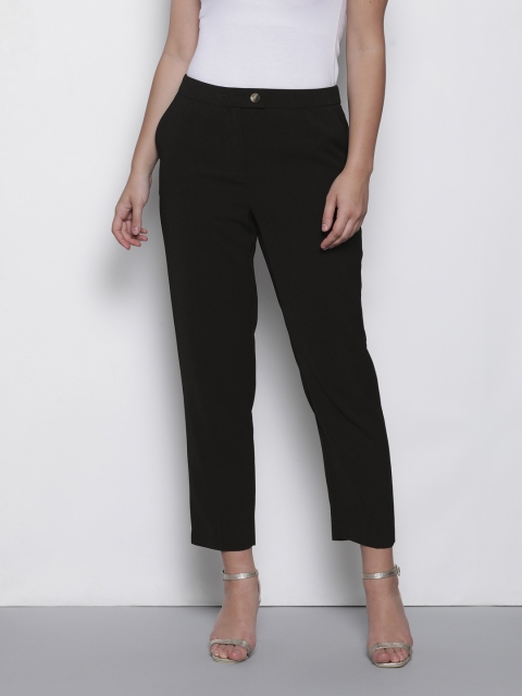 

DOROTHY PERKINS Women Black Regular Fit Solid Formal Cropped Trousers