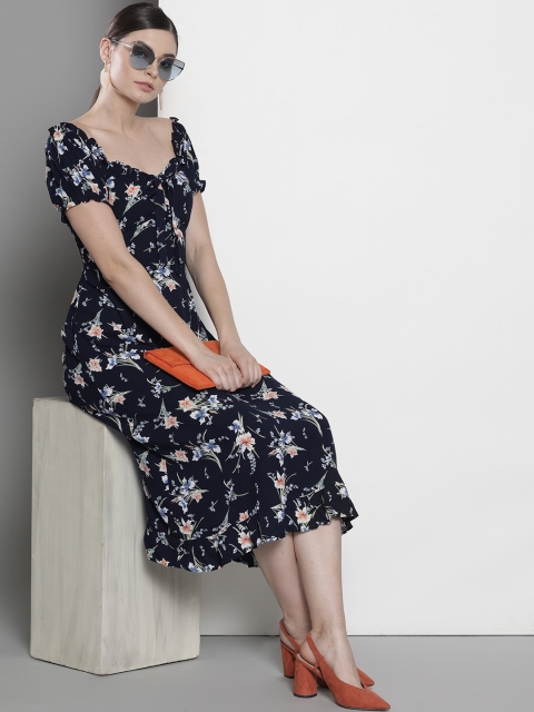 

DOROTHY PERKINS Women Navy Blue Printed A-Line Dress