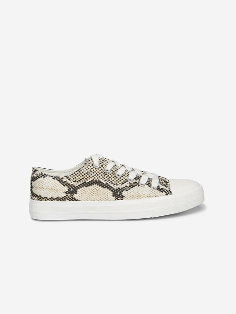 

DOROTHY PERKINS Women Black & Beige Snakeskin Printed Sneakers