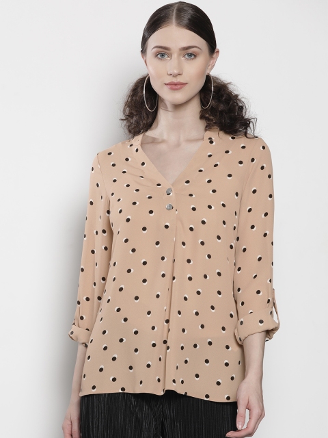 

DOROTHY PERKINS Women Beige & Black Printed Shirt Style Top