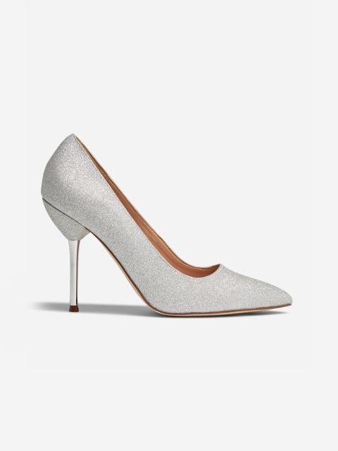 

DOROTHY PERKINS Women Silver-Toned Shimmer Pumps