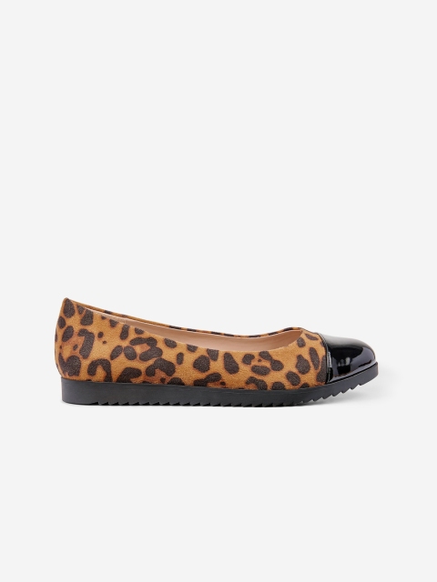 

DOROTHY PERKINS Women Brown & Black Leopard Print Wide Fit Ballerinas