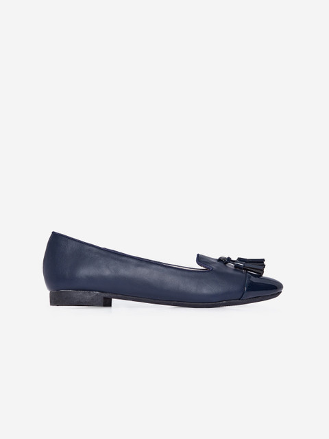 

DOROTHY PERKINS Women Navy Blue Solid Wide Fit Tasselled Ballerinas