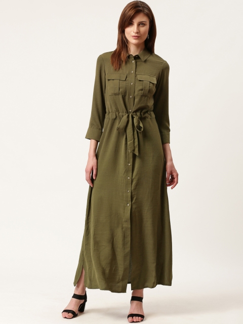 

DOROTHY PERKINS Women Olive Green Solid Maxi Dress