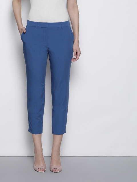 

DOROTHY PERKINS Women Blue Petite Regular Fit Solid Cropped Trousers