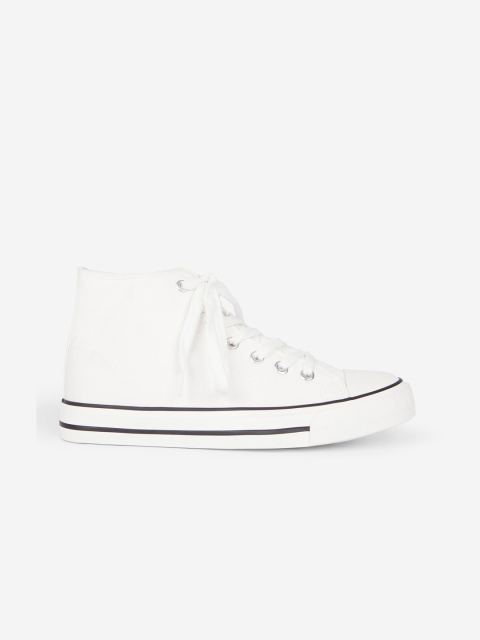 

DOROTHY PERKINS Women White Solid Mid-Top Sneakers