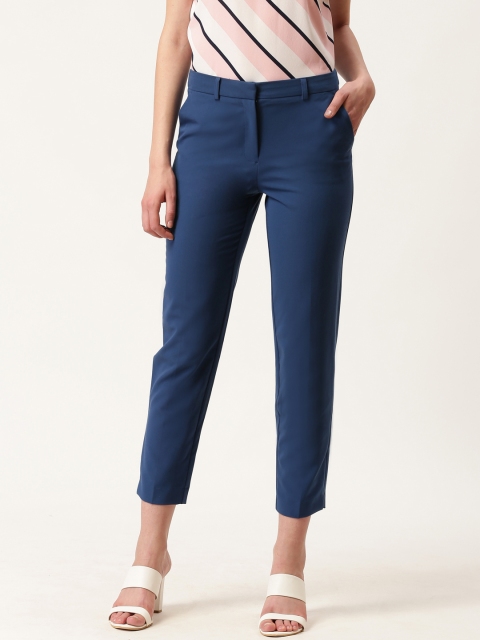 

DOROTHY PERKINS Women Teal Blue Regular Fit Solid Cropped Trousers