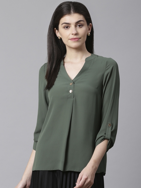 

DOROTHY PERKINS Women Green Solid Top