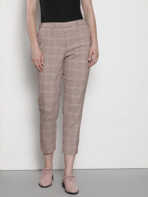 

DOROTHY PERKINS Women Pink & Black Regular Fit Checked Cropped Trousers