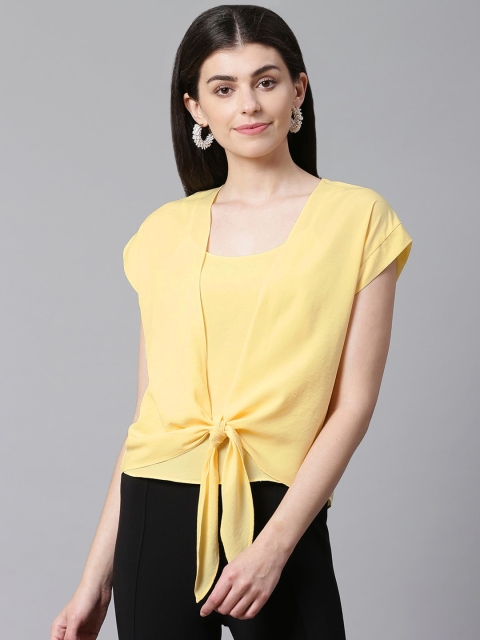 

DOROTHY PERKINS Women Yellow Solid Top