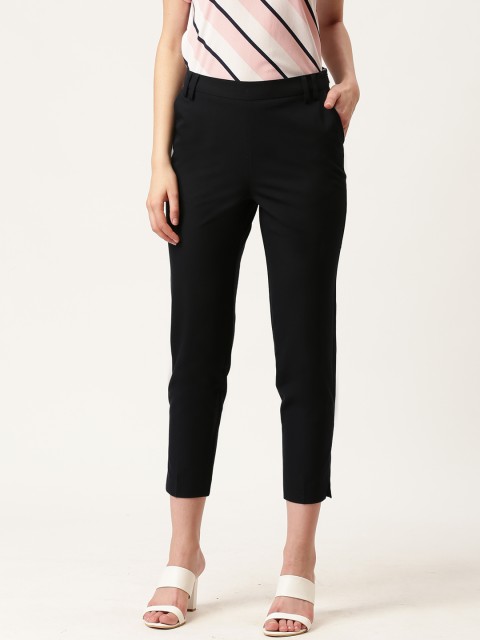 

DOROTHY PERKINS Women Navy Blue Petite Slim Fit Solid Regular Trousers