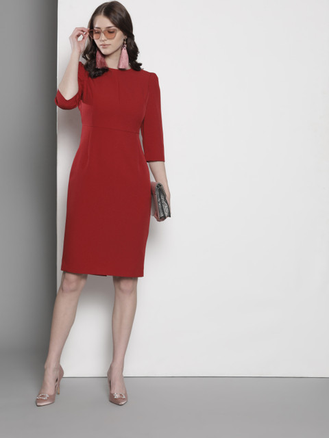 

DOROTHY PERKINS Women Red Solid Sheath Dress