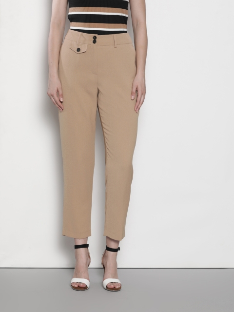 

DOROTHY PERKINS Women Brown Tapered Fit Solid Formal Trousers