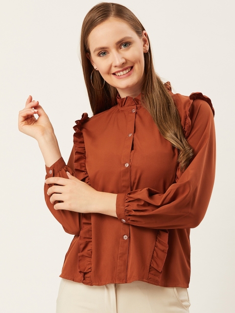 

Alsace Lorraine Paris Women Rust Brown Regular Fit Solid Casual Shirt