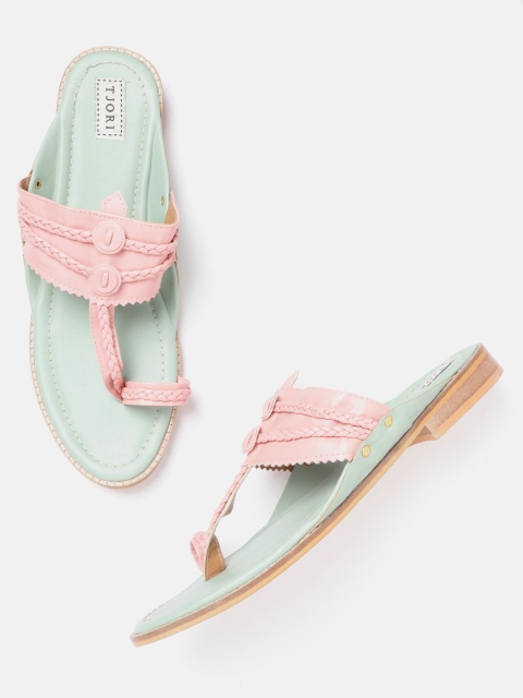 

TJORI Women Pink Woven Design One Toe Flats