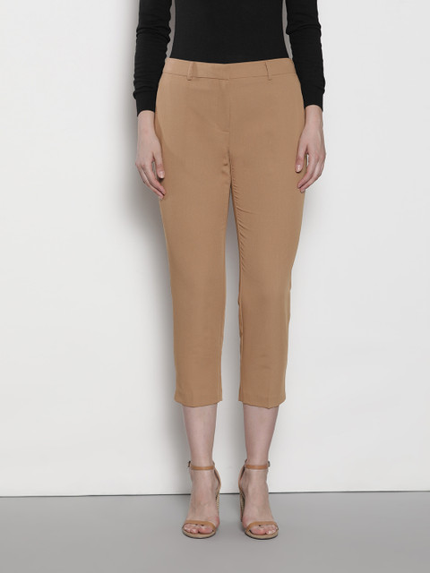 

DOROTHY PERKINS Women Brown Petite Regular Fit Solid Cropped Trousers
