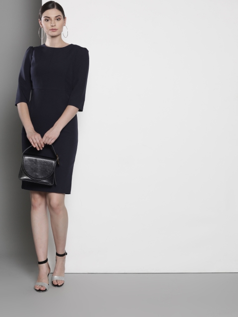 

DOROTHY PERKINS Women Navy Blue Solid Sheath Dress