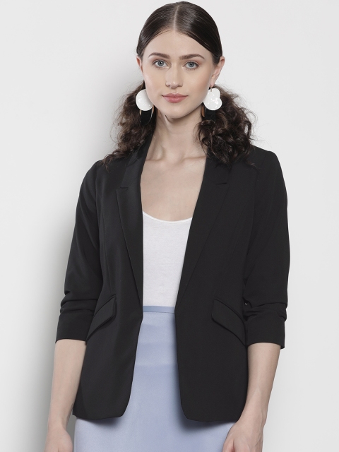

DOROTHY PERKINS Women Black Solid Petite Open Front Smart Casual Blazer