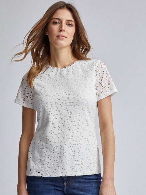 

DOROTHY PERKINS Women White Lace Top