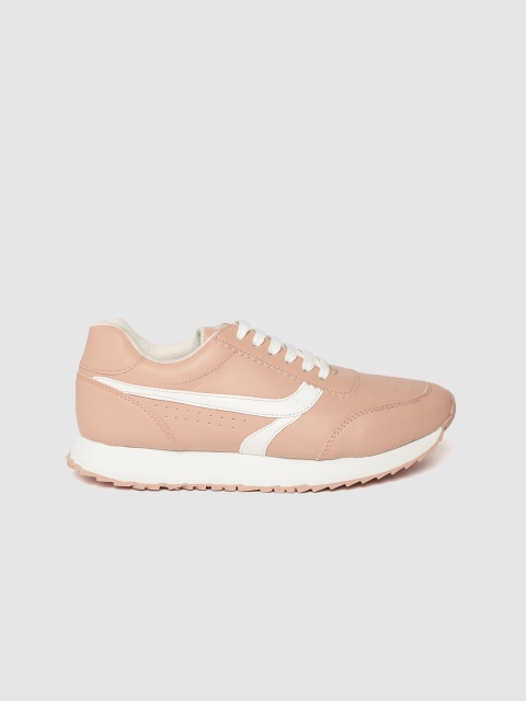 

Mast & Harbour Women Peach-Coloured Perforated Sneakers