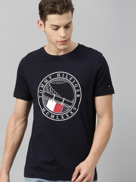 

Tommy Hilfiger Men Navy Blue Printed Round Neck T-shirt