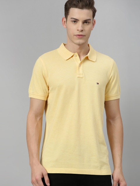 

Tommy Hilfiger Men Yellow Slim Fit Solid Polo Collar T-shirt