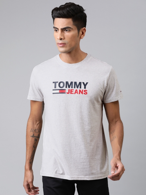 

Tommy Hilfiger Men Grey Melange Printed Round Neck T-shirt