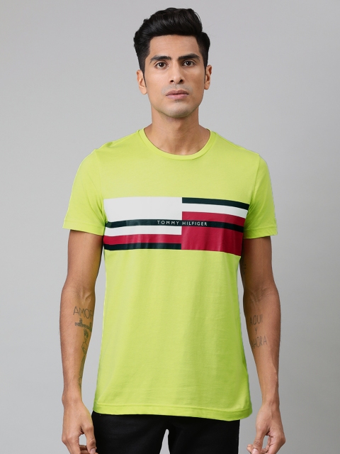 

Tommy Hilfiger Men Lime Green Printed Round Neck T-shirt