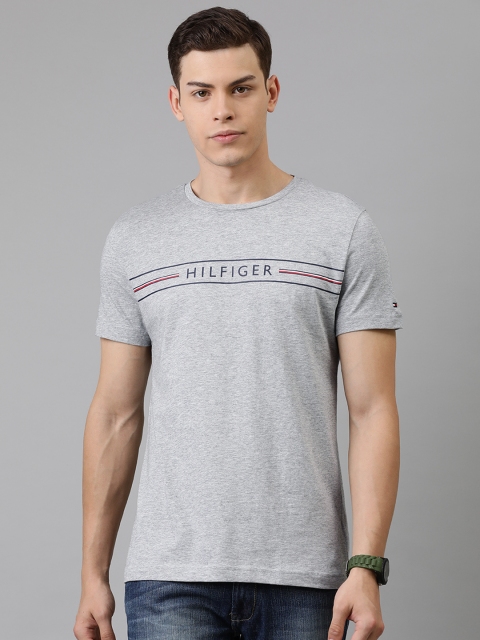 

Tommy Hilfiger Men Grey Printed Round Neck Organic Cotton T-shirt