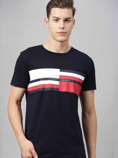 

Tommy Hilfiger Men Navy Blue Printed Round Neck T-shirt