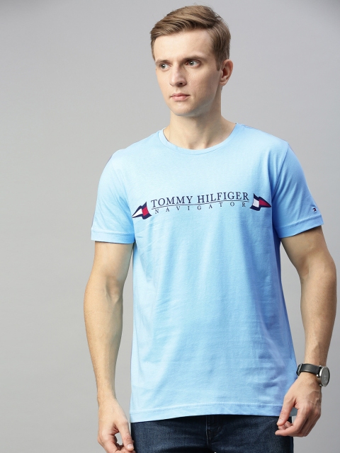

Tommy Hilfiger Men Blue Printed Round Neck T-shirt