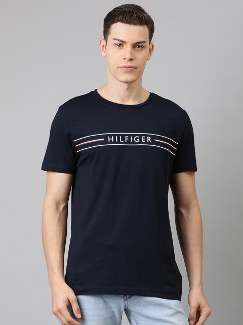 

Tommy Hilfiger Men Navy Blue Printed Round Neck T-shirt