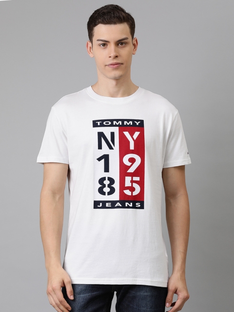 

Tommy Hilfiger Men White Printed Round Neck Pure Cotton T-shirt