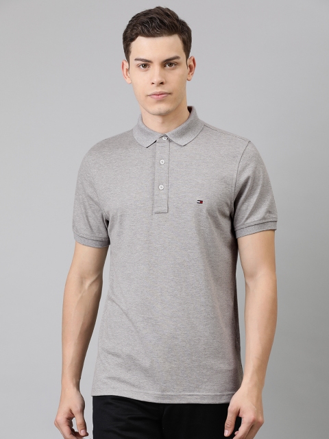 

Tommy Hilfiger Men Grey Solid Slim Fit Polo Collar T-shirt