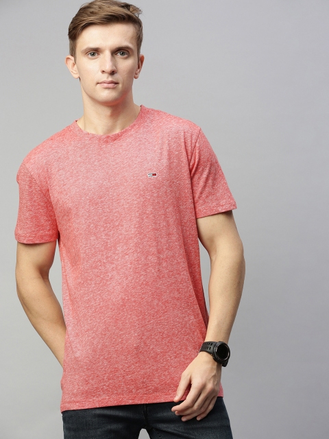 

Tommy Hilfiger Men Red Melange Solid Round Neck T-shirt