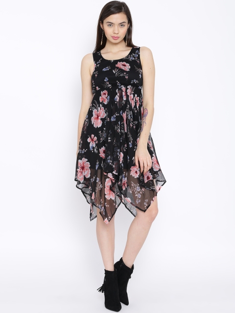 

Sera Black Floral Print A-Line Dress