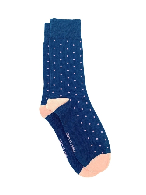 

Mint & Oak Men Navy Blue & Peach Coloured Patterned Above Ankle Length Socks